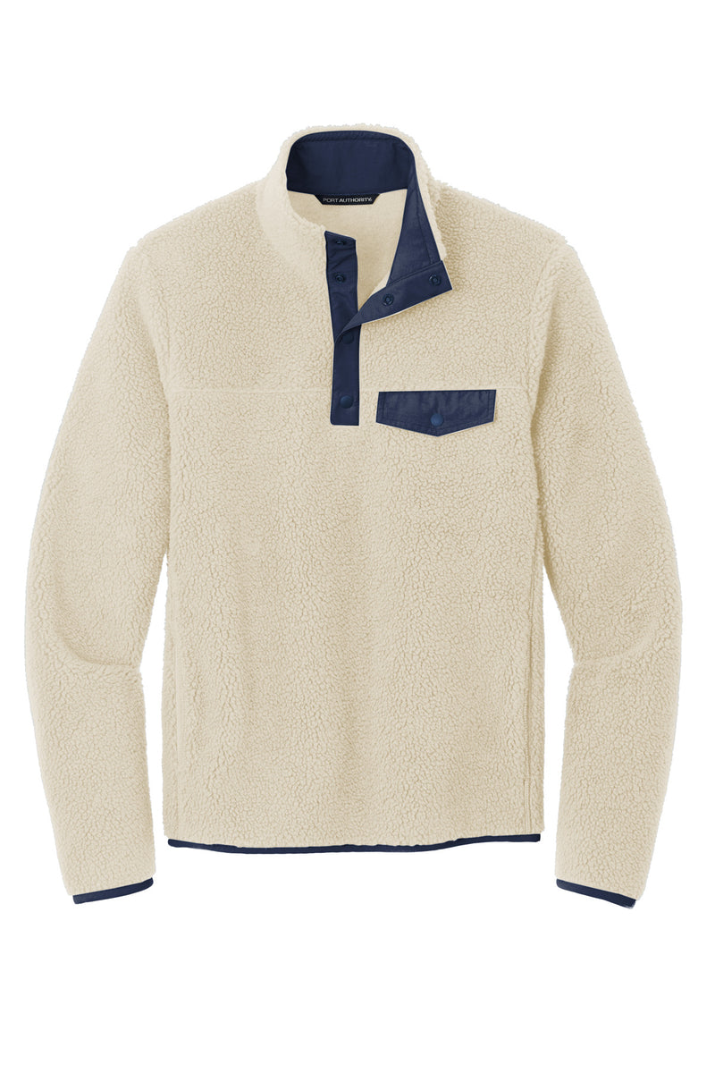 Port Authority Camp Fleece Snap Pullover - Oat/ Dress Blue Navy