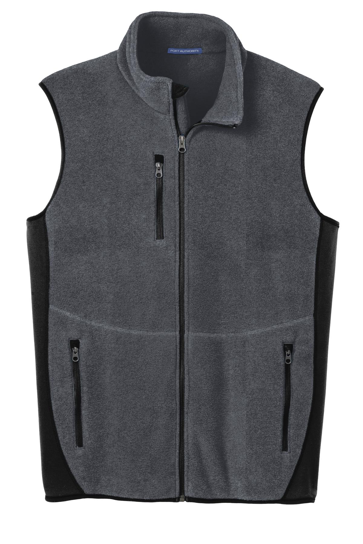 Port Authority R-Tek Pro Fleece Full-Zip Vest - Charcoal Heather/ Black