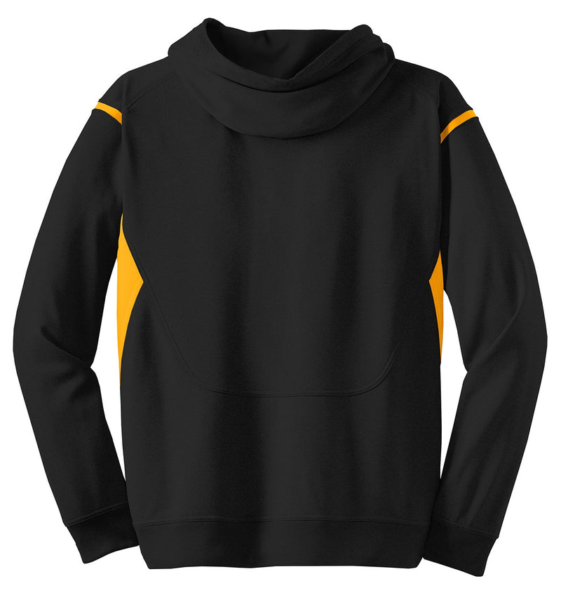 Sport-Tek Tech Fleece Colorblock Hooded Sweatshirt - Black/ Gold