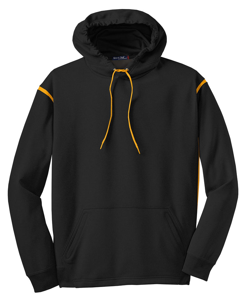 Sport-Tek Tech Fleece Colorblock Hooded Sweatshirt - Black/ Gold