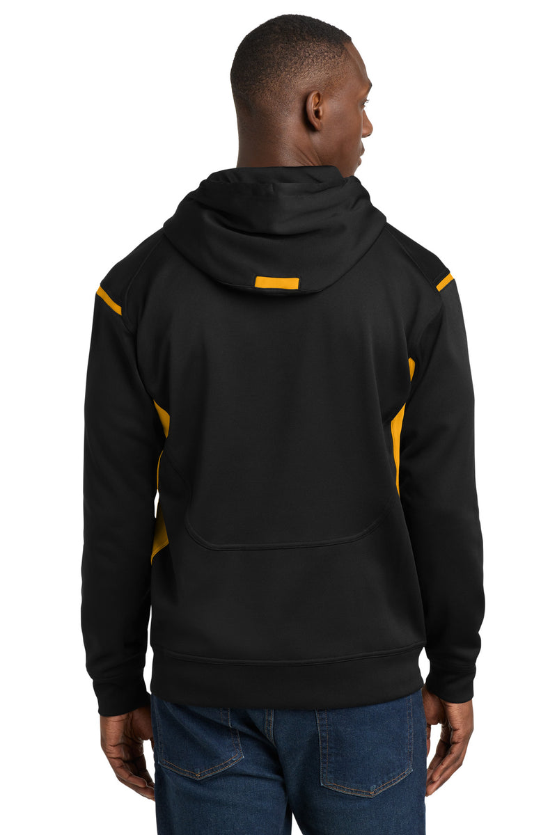 Sport-Tek Tech Fleece Colorblock Hooded Sweatshirt - Black/ Gold