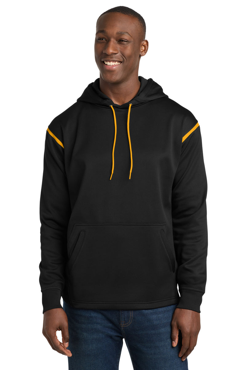 Sport-Tek Tech Fleece Colorblock Hooded Sweatshirt - Black/ Gold