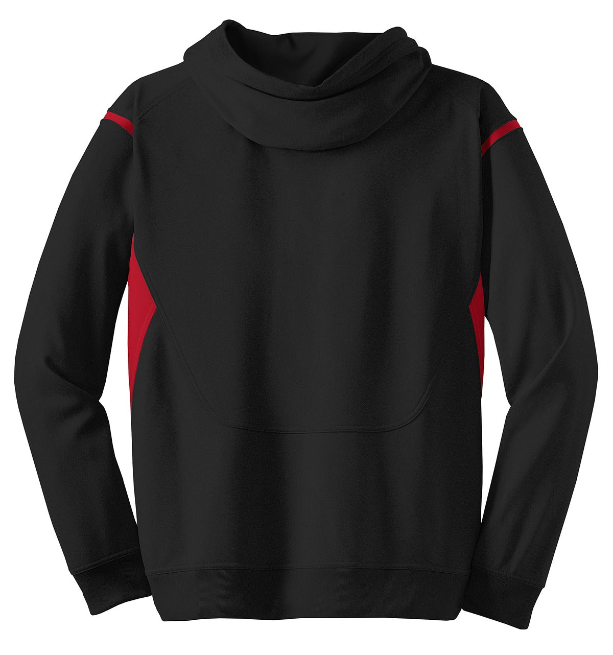 Sport-Tek Tech Fleece Colorblock Hooded Sweatshirt - Black/ True Red