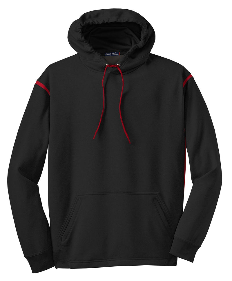 Sport-Tek Tech Fleece Colorblock Hooded Sweatshirt - Black/ True Red