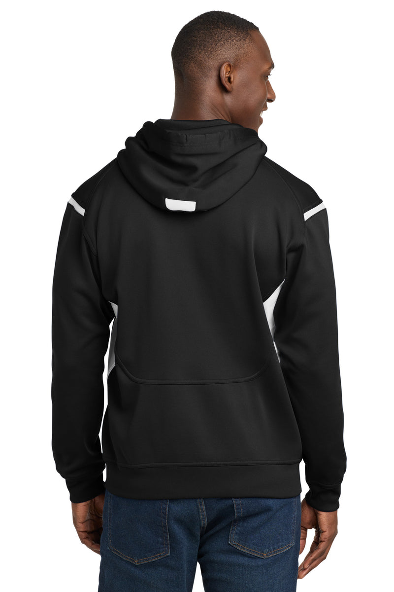 Sport-Tek Tech Fleece Colorblock Hooded Sweatshirt - Black/ White