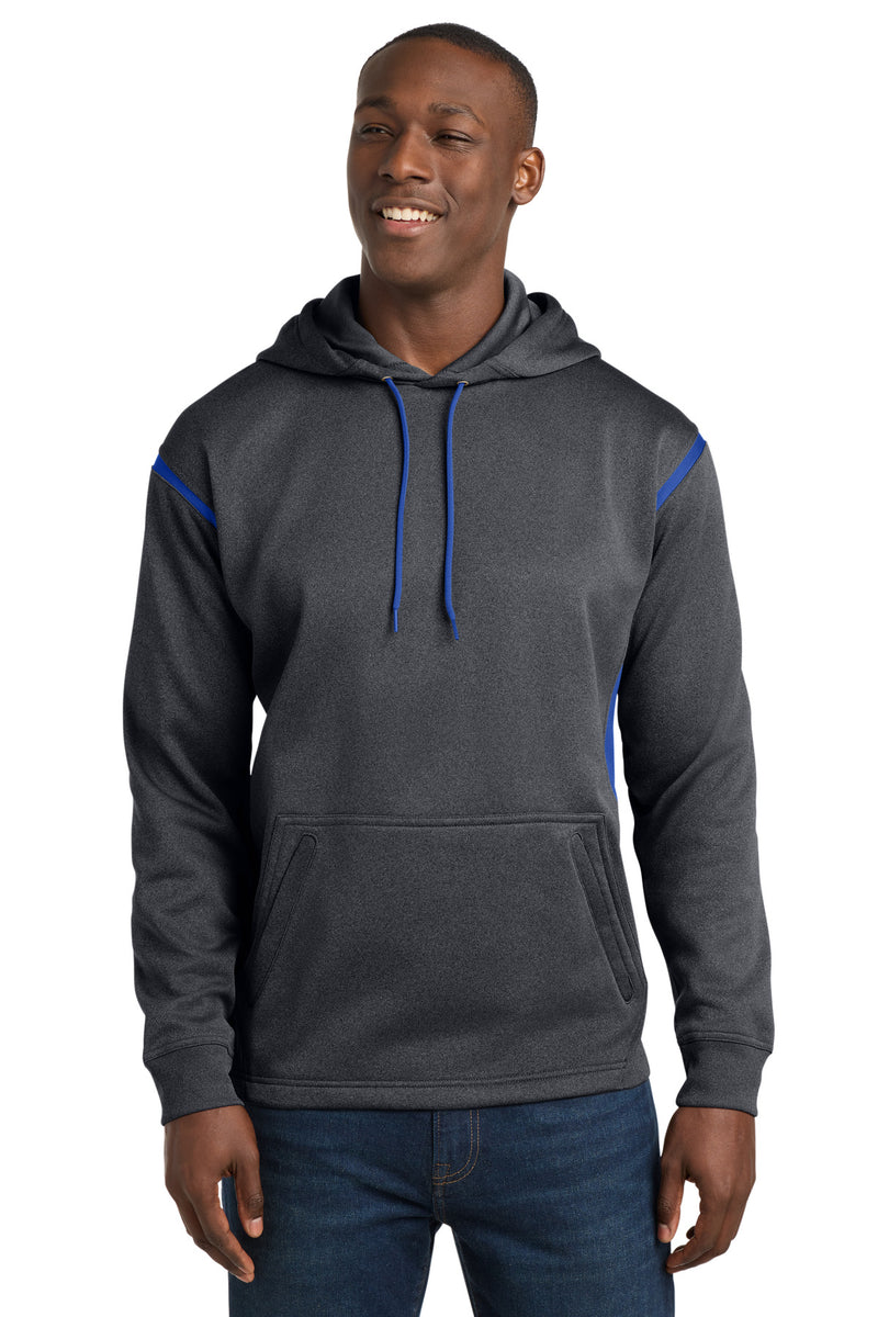 Sport-Tek Tech Fleece Colorblock Hooded Sweatshirt - Graphite Heather/ True Royal