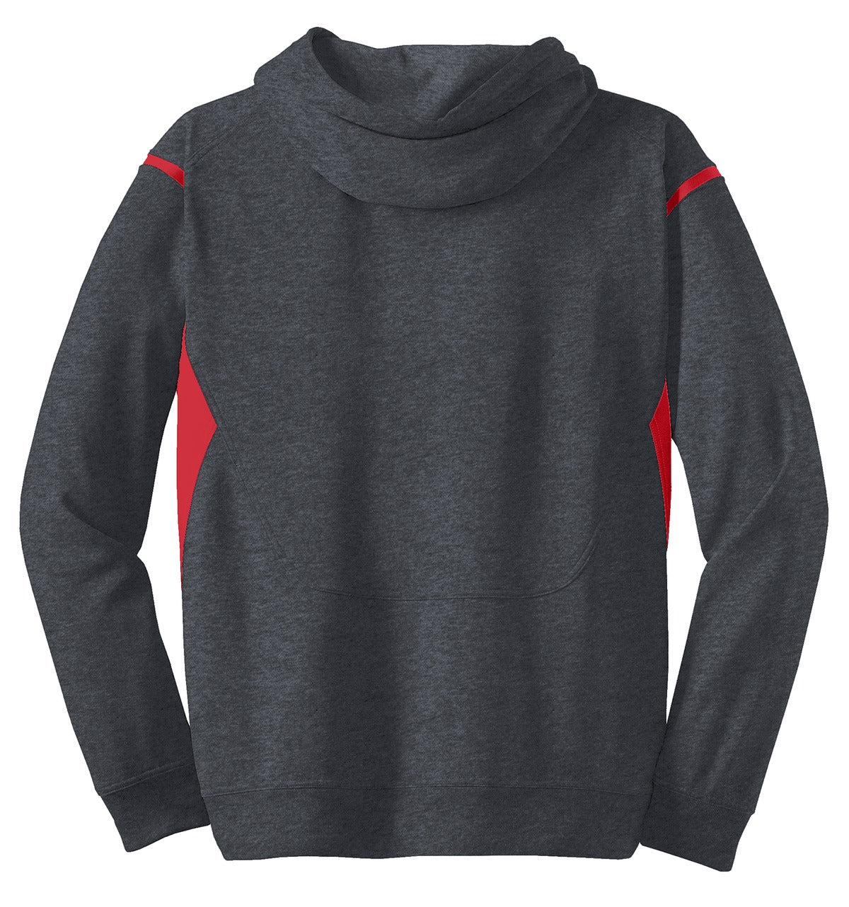 Sport-Tek Tech Fleece Colorblock Hooded Sweatshirt - Graphite Heather/ True Red