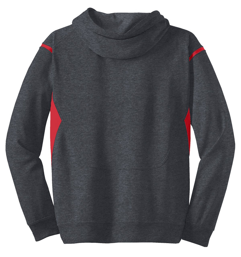 Sport-Tek Tech Fleece Colorblock Hooded Sweatshirt - Graphite Heather/ True Red