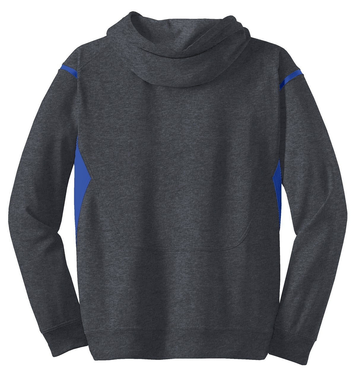 Sport-Tek Tech Fleece Colorblock Hooded Sweatshirt - Graphite Heather/ True Royal