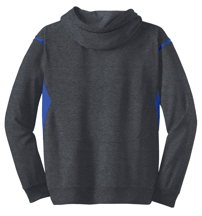 Sport-Tek Tech Fleece Colorblock Hooded Sweatshirt - Graphite Heather/ True Royal