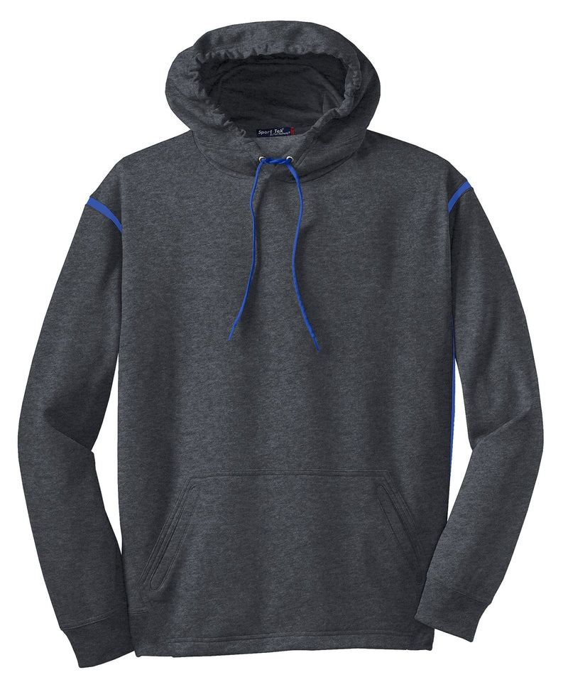 Sport-Tek Tech Fleece Colorblock Hooded Sweatshirt - Graphite Heather/ True Royal