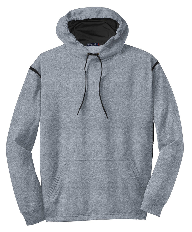 Sport-Tek Tech Fleece Colorblock Hooded Sweatshirt - Grey Heather/ Black