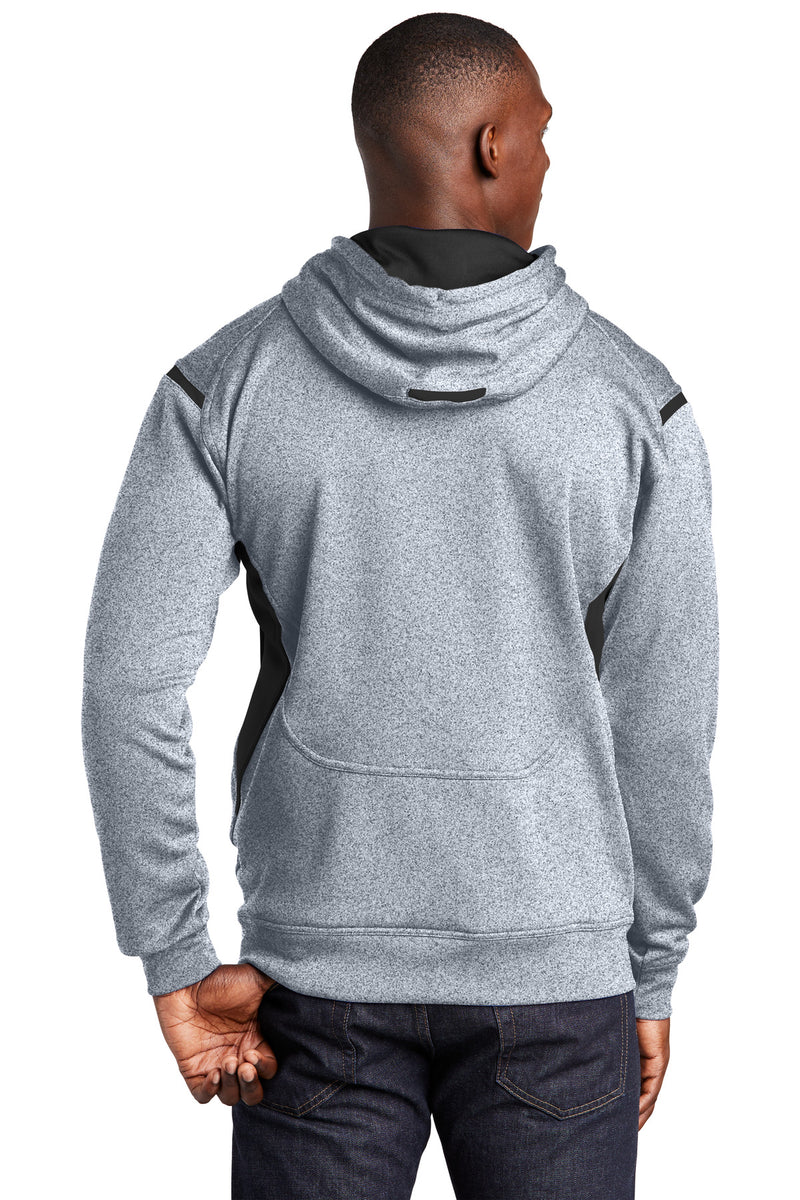 Sport-Tek Tech Fleece Colorblock Hooded Sweatshirt - Grey Heather/ Black