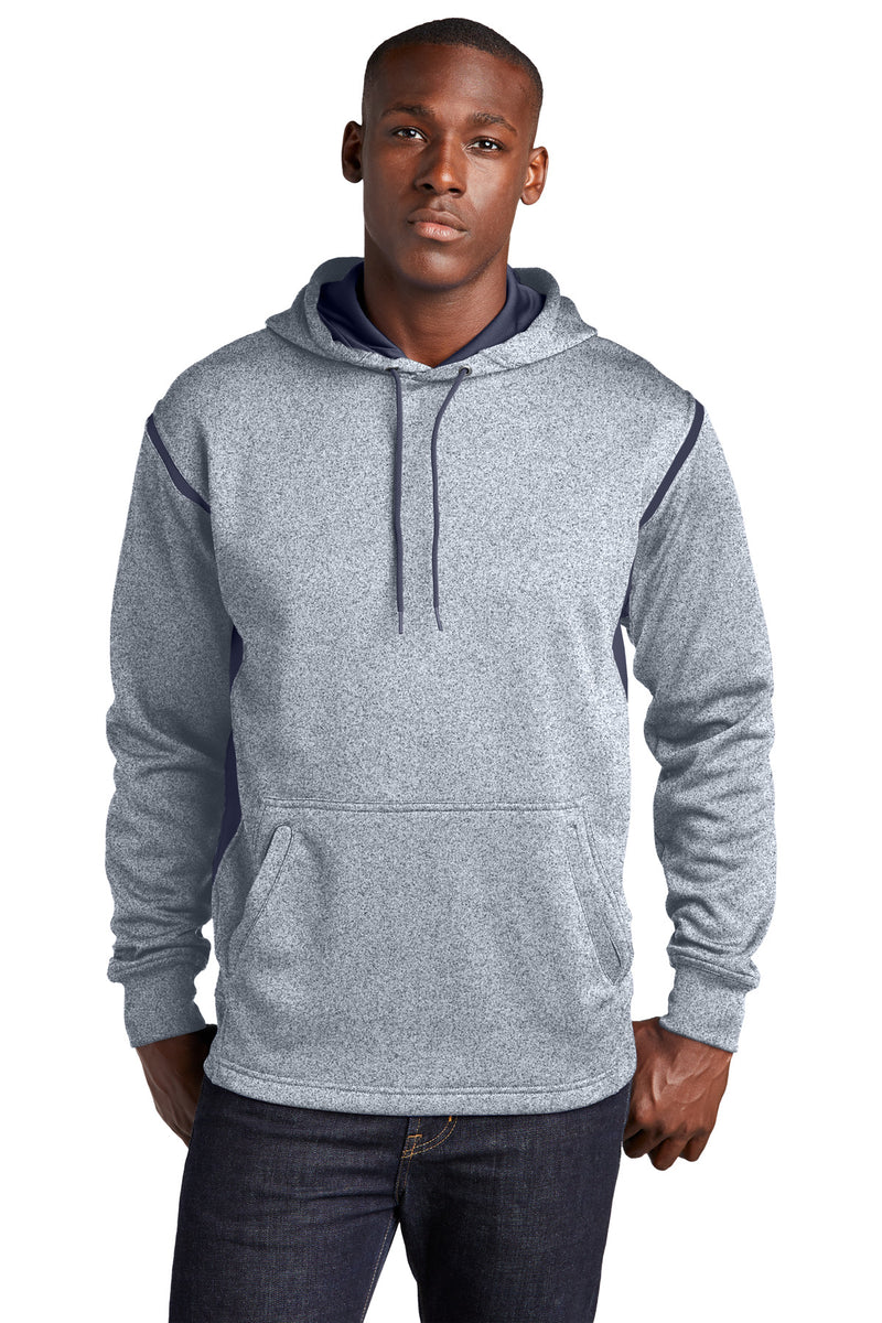 Sport-Tek Tech Fleece Colorblock Hooded Sweatshirt - Grey Heather/ True Navy