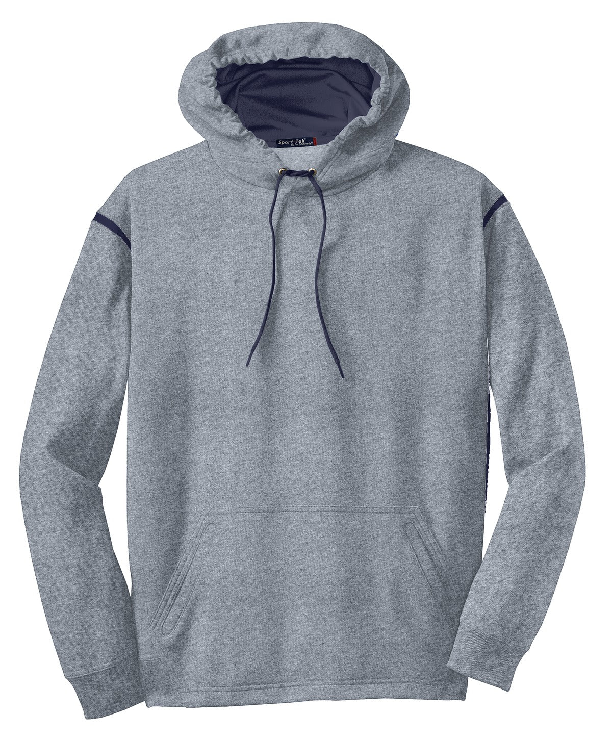 Sport-Tek Tech Fleece Colorblock Hooded Sweatshirt - Grey Heather/ True Navy