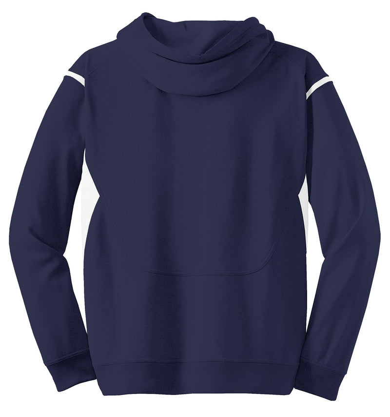 Sport-Tek Tech Fleece Colorblock Hooded Sweatshirt - True Navy/ White