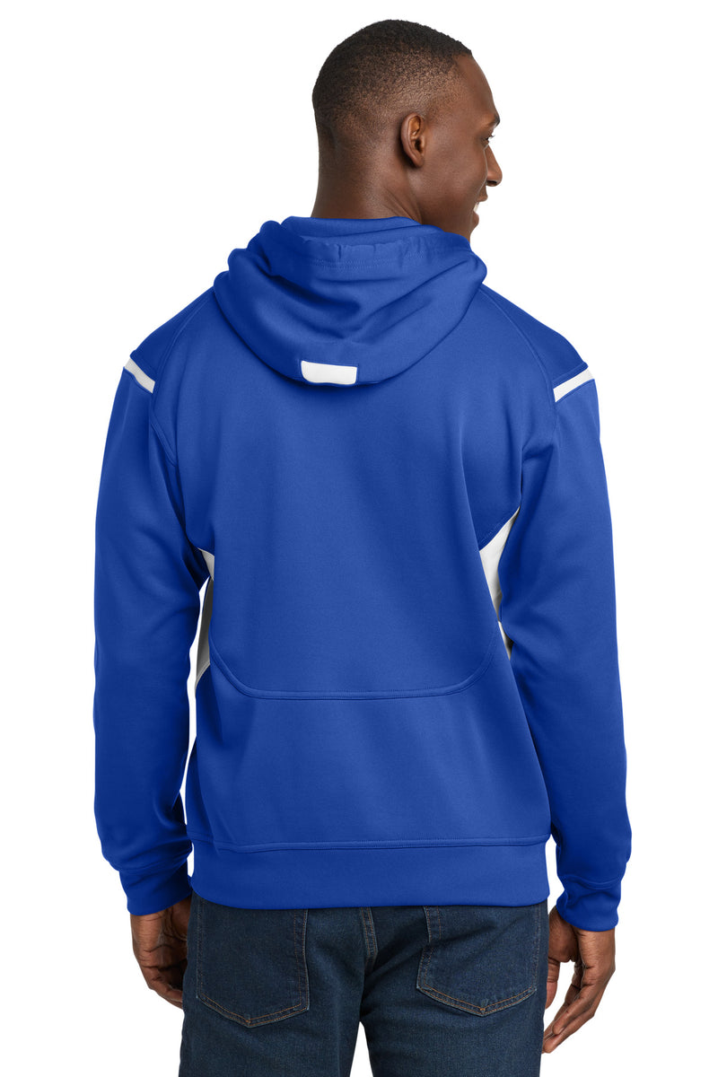 Sport-Tek Tech Fleece Colorblock Hooded Sweatshirt - True Royal/ White