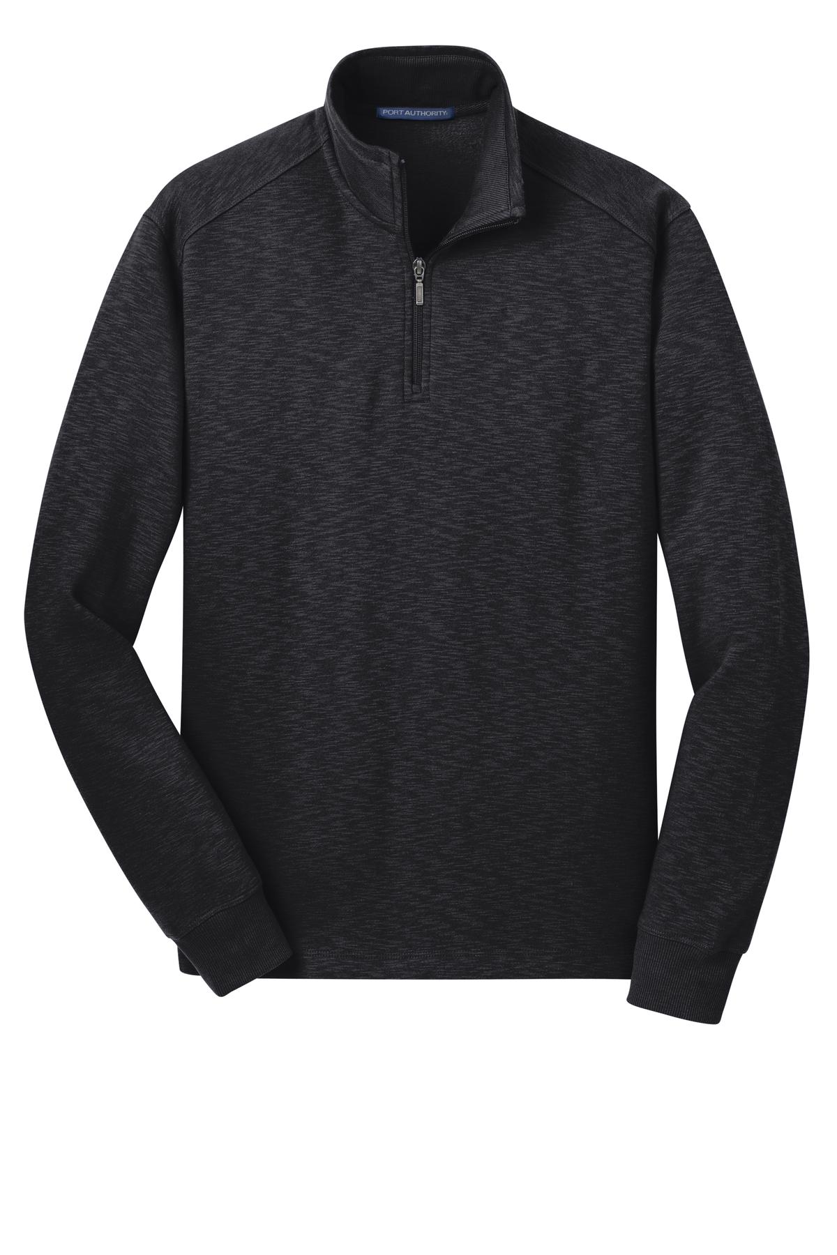 Port Authority Slub Fleece 1/4-Zip Pullover - Black