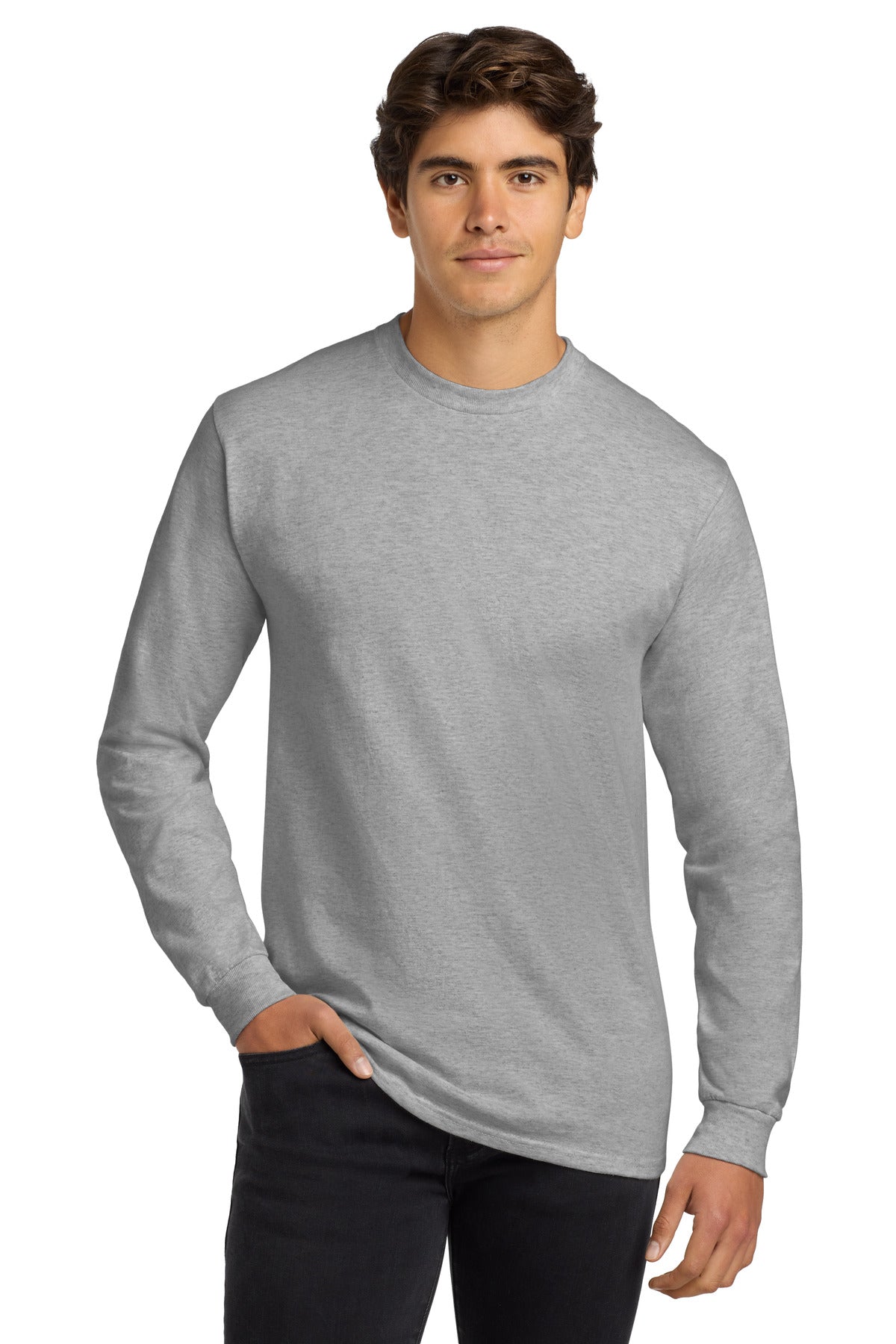 Gildan - Ultra Cotton 100% US Cotton Long Sleeve T-Shirt - Ash