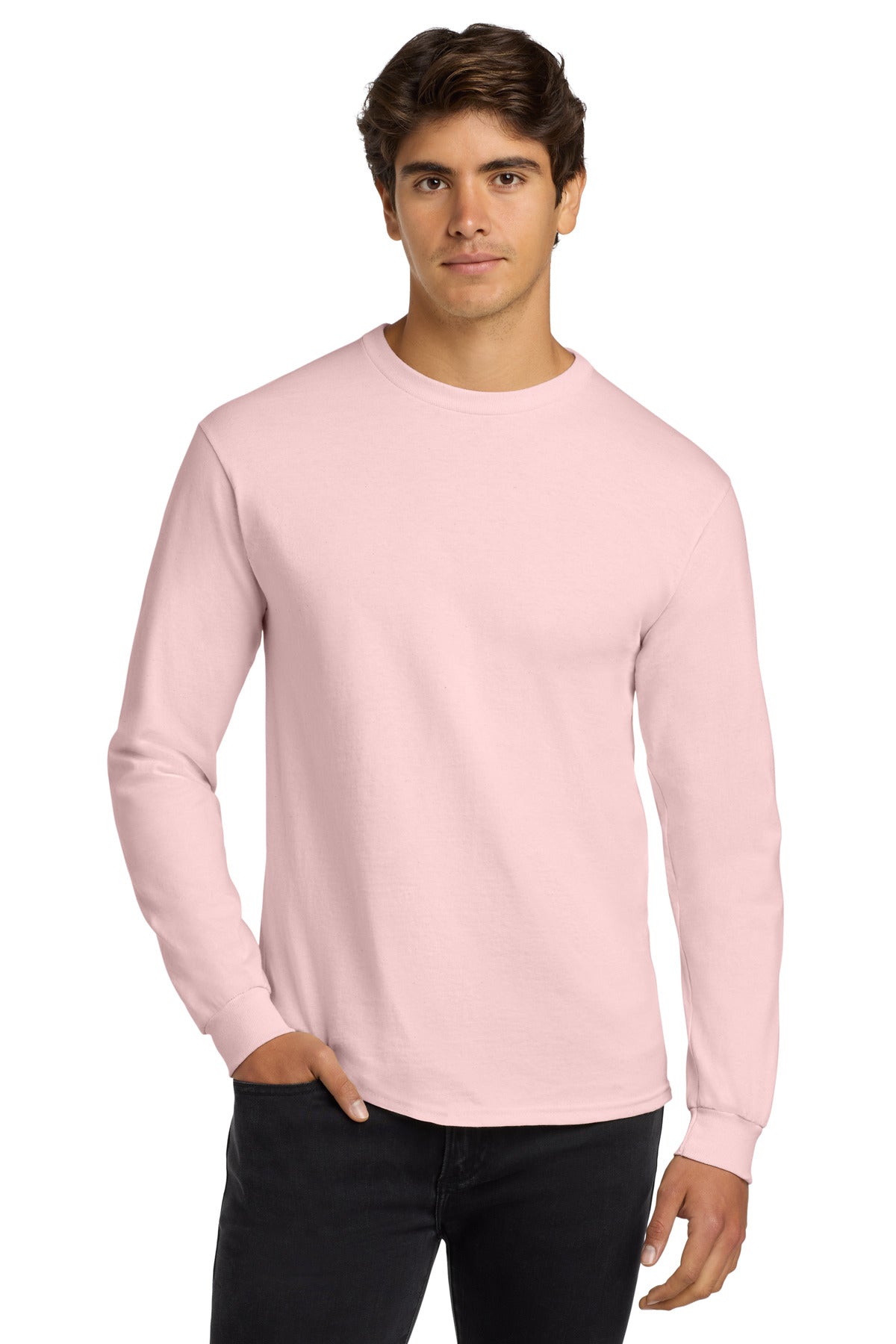 Gildan - Ultra Cotton 100% US Cotton Long Sleeve T-Shirt - Light Pink