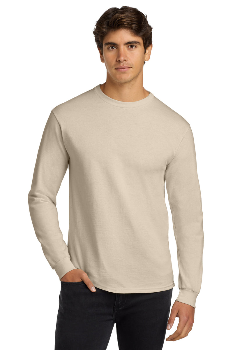 Gildan - Ultra Cotton 100% US Cotton Long Sleeve T-Shirt - Natural