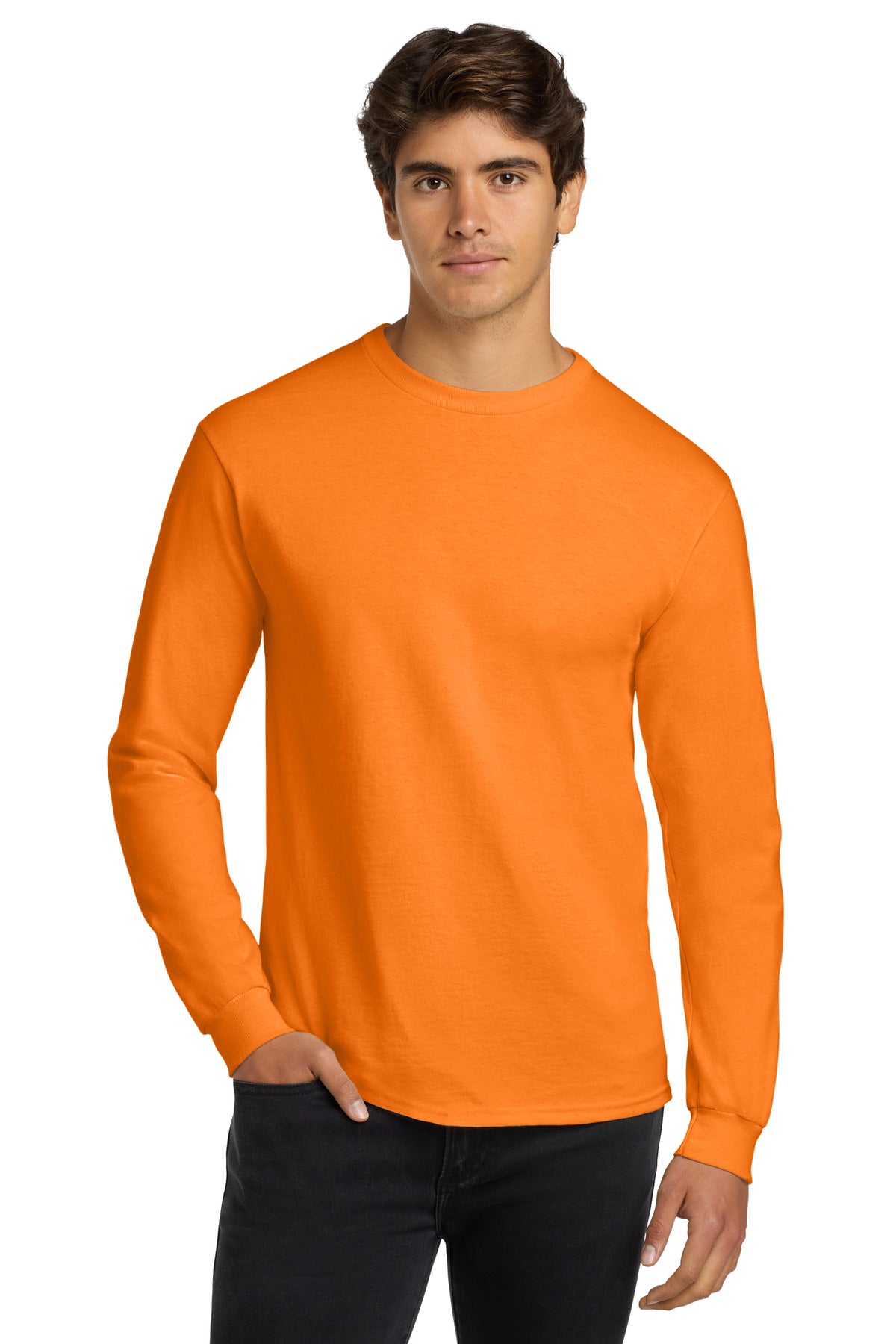 Gildan - Ultra Cotton 100% US Cotton Long Sleeve T-Shirt - S. Orange
