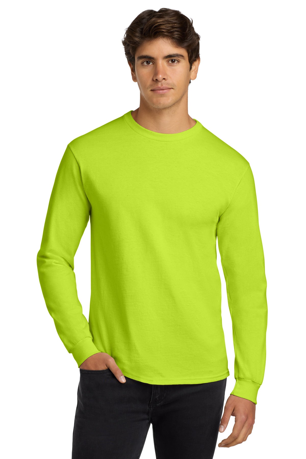 Gildan - Ultra Cotton 100% US Cotton Long Sleeve T-Shirt - Safety Green
