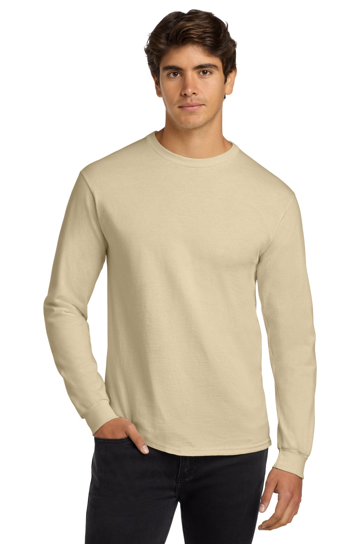 Gildan - Ultra Cotton 100% US Cotton Long Sleeve T-Shirt - Sand