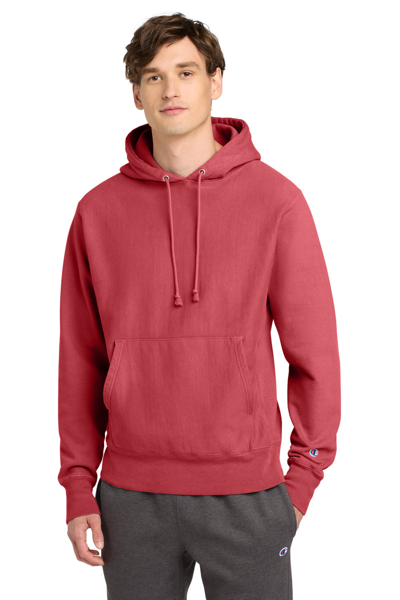 Champion  Reverse Weave  Garment-Dyed Hooded Sweatshirt - Crimson