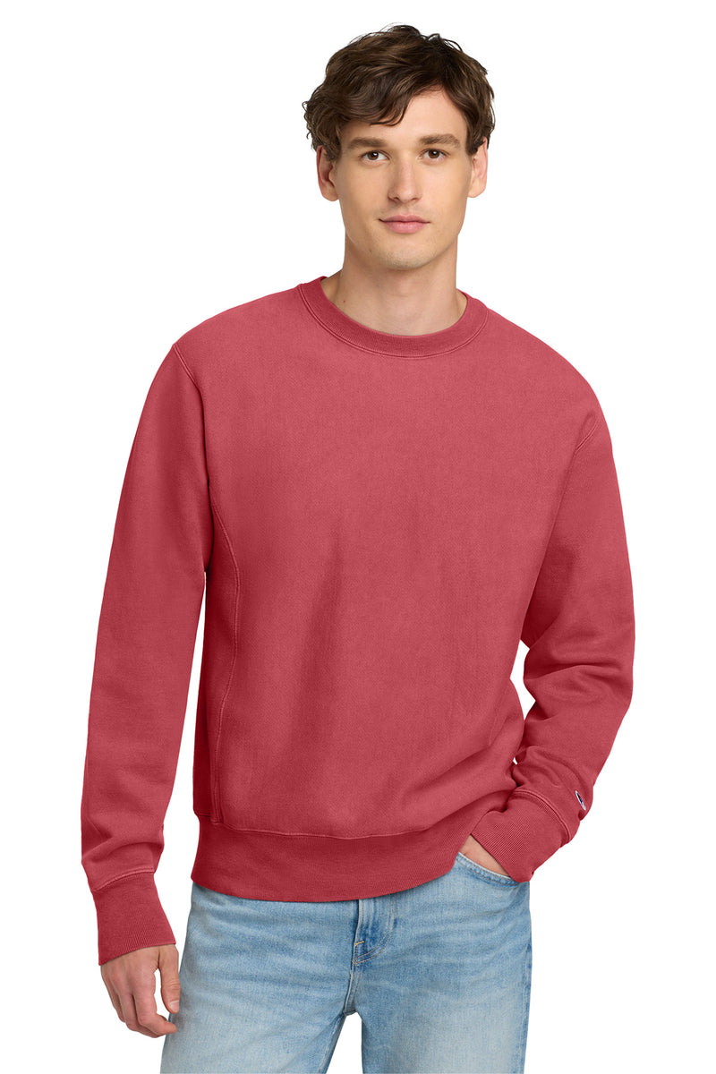 Champion  Reverse Weave  Garment-Dyed Crewneck Sweatshirt - Crimson
