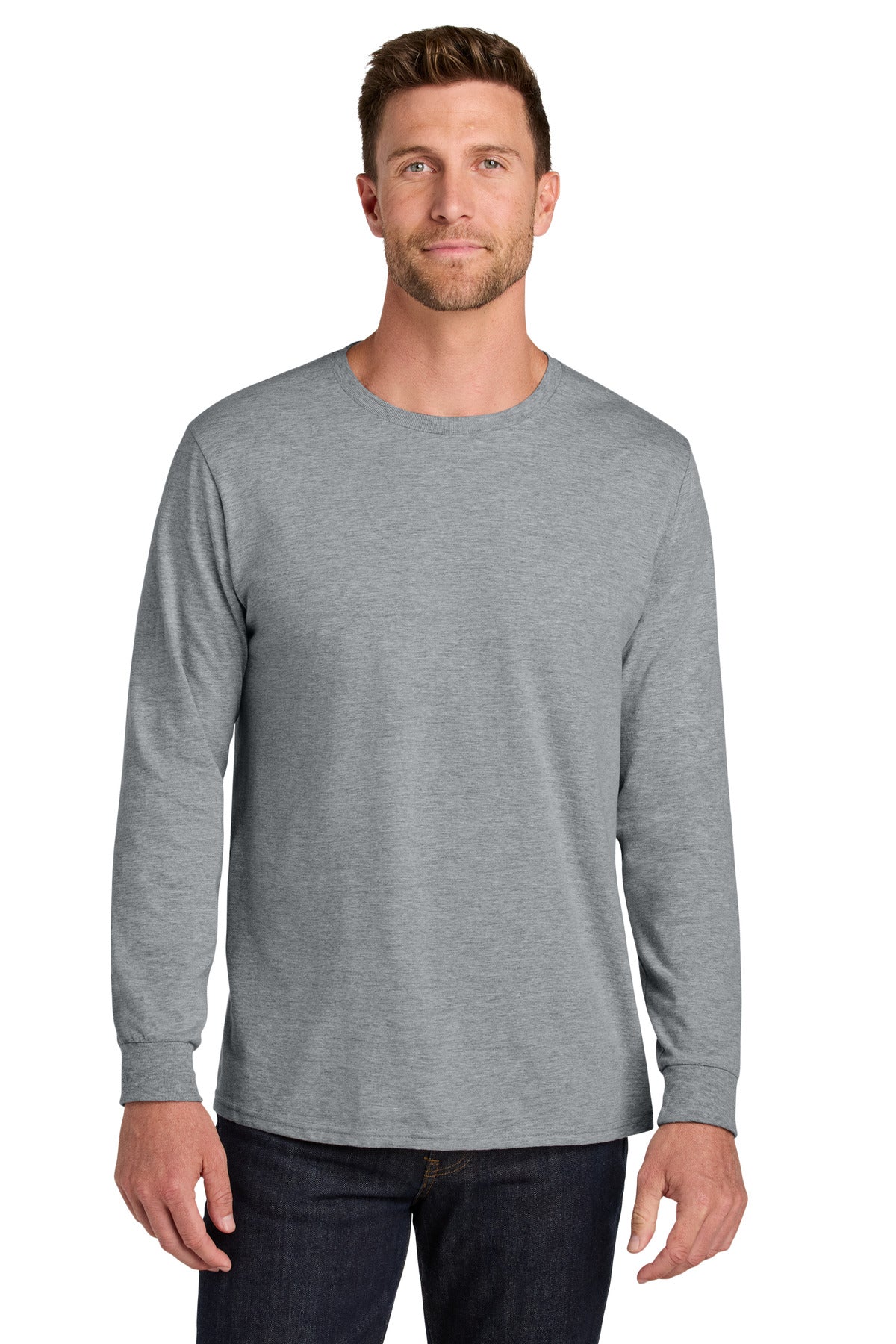 Jerzees Ultimate Unisex Ring Spun Long Sleeve T-Shirt - Athletic Heather