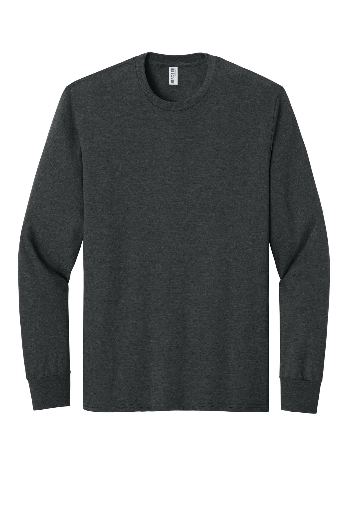 Jerzees Ultimate Unisex Ring Spun Long Sleeve T-Shirt - Black Ink Heather