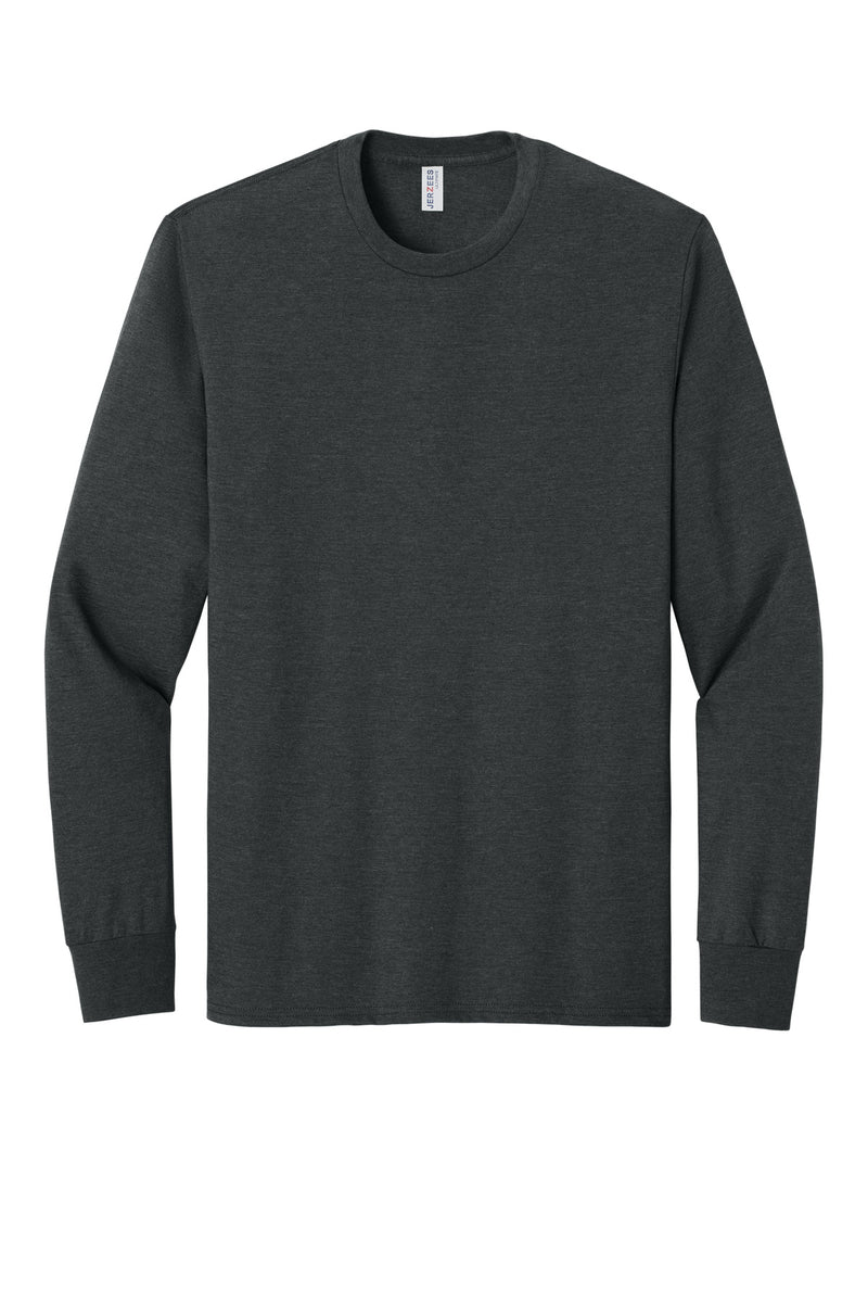 Jerzees Ultimate Unisex Ring Spun Long Sleeve T-Shirt - Black Ink Heather