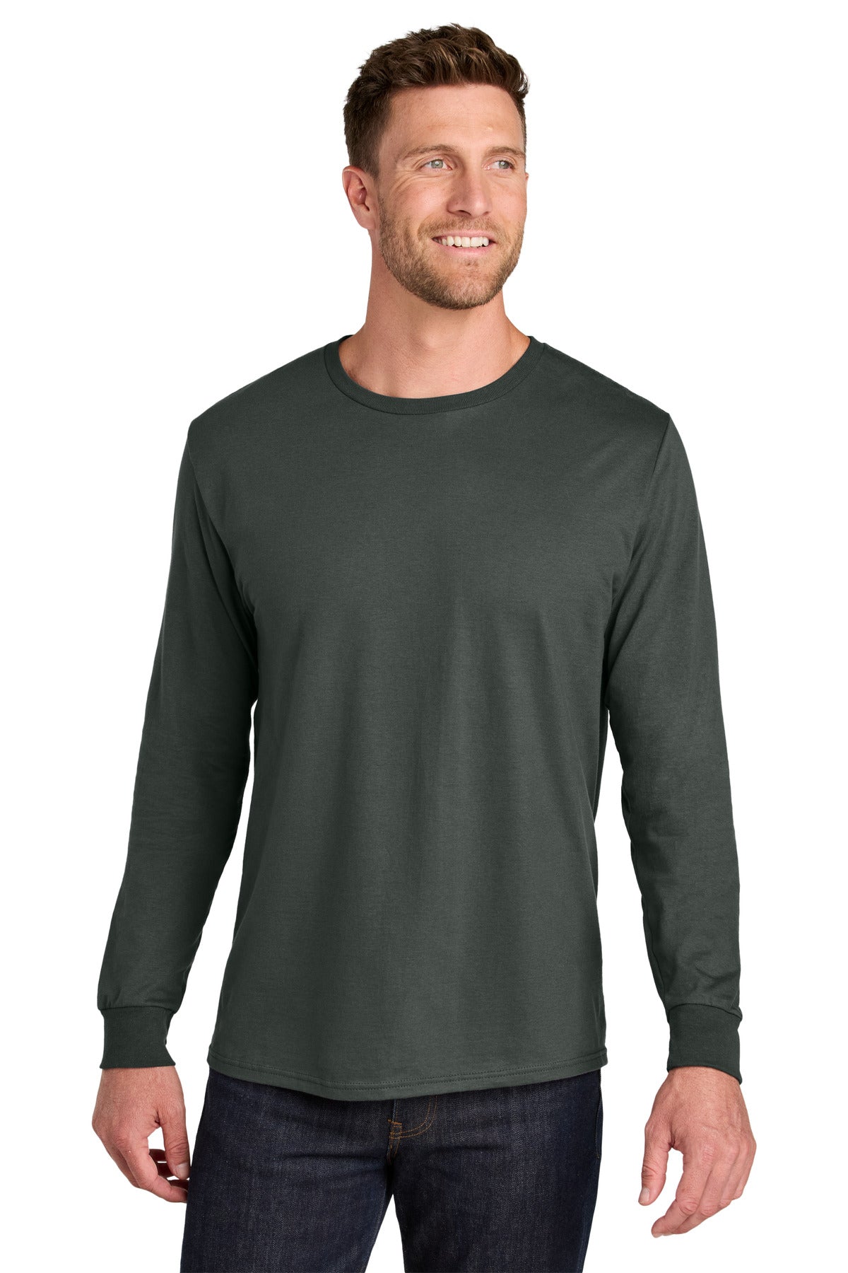 Jerzees Ultimate Unisex Ring Spun Long Sleeve T-Shirt - Charcoal Grey