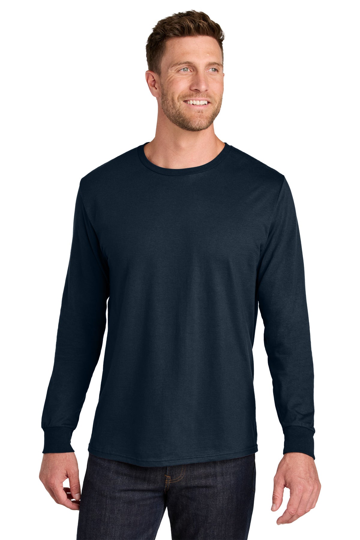Jerzees Ultimate Unisex Ring Spun Long Sleeve T-Shirt - J. Navy