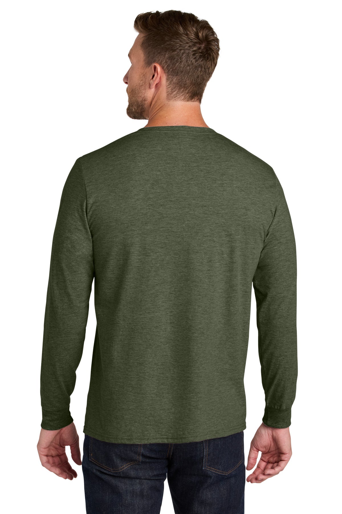 Jerzees Ultimate Unisex Ring Spun Long Sleeve T-Shirt - Military Green Heather