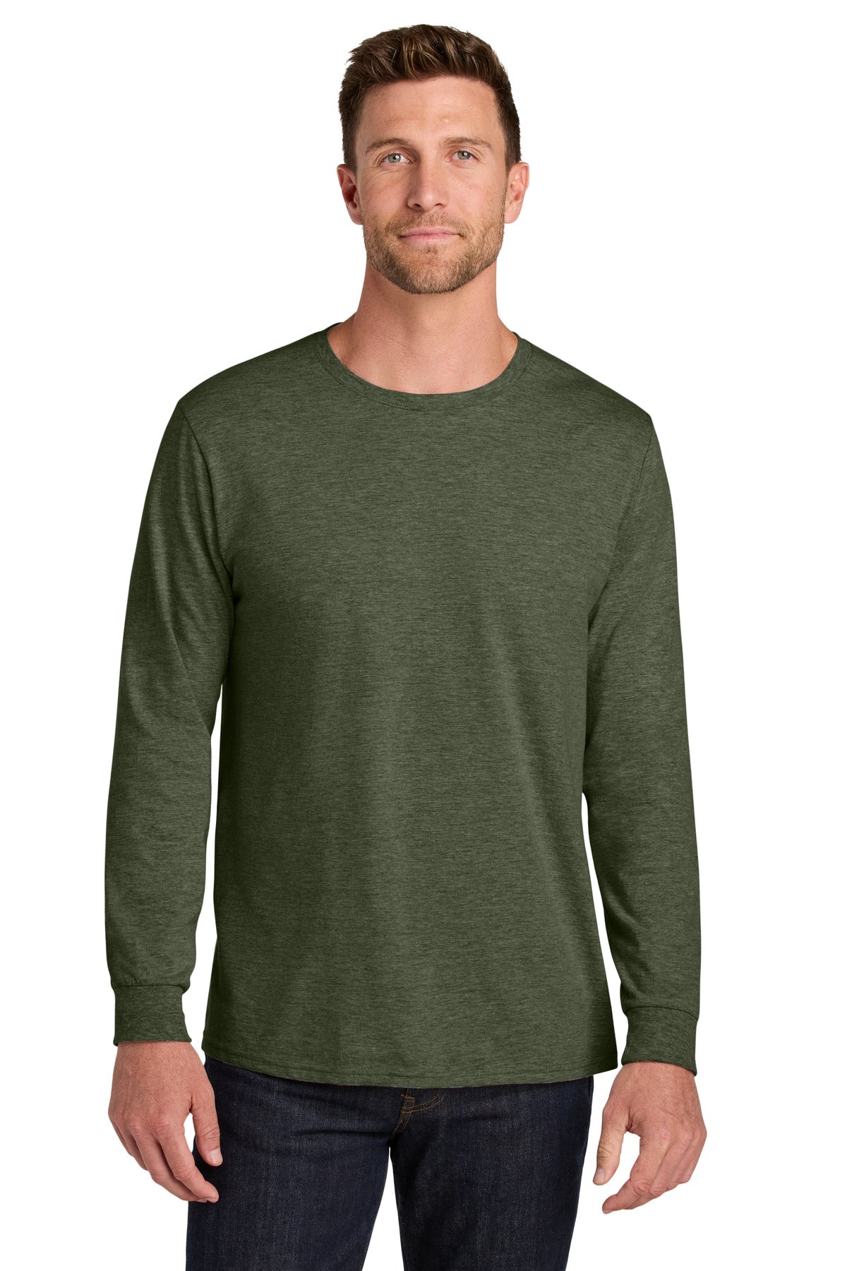 Jerzees Ultimate Unisex Ring Spun Long Sleeve T-Shirt - Military Green Heather