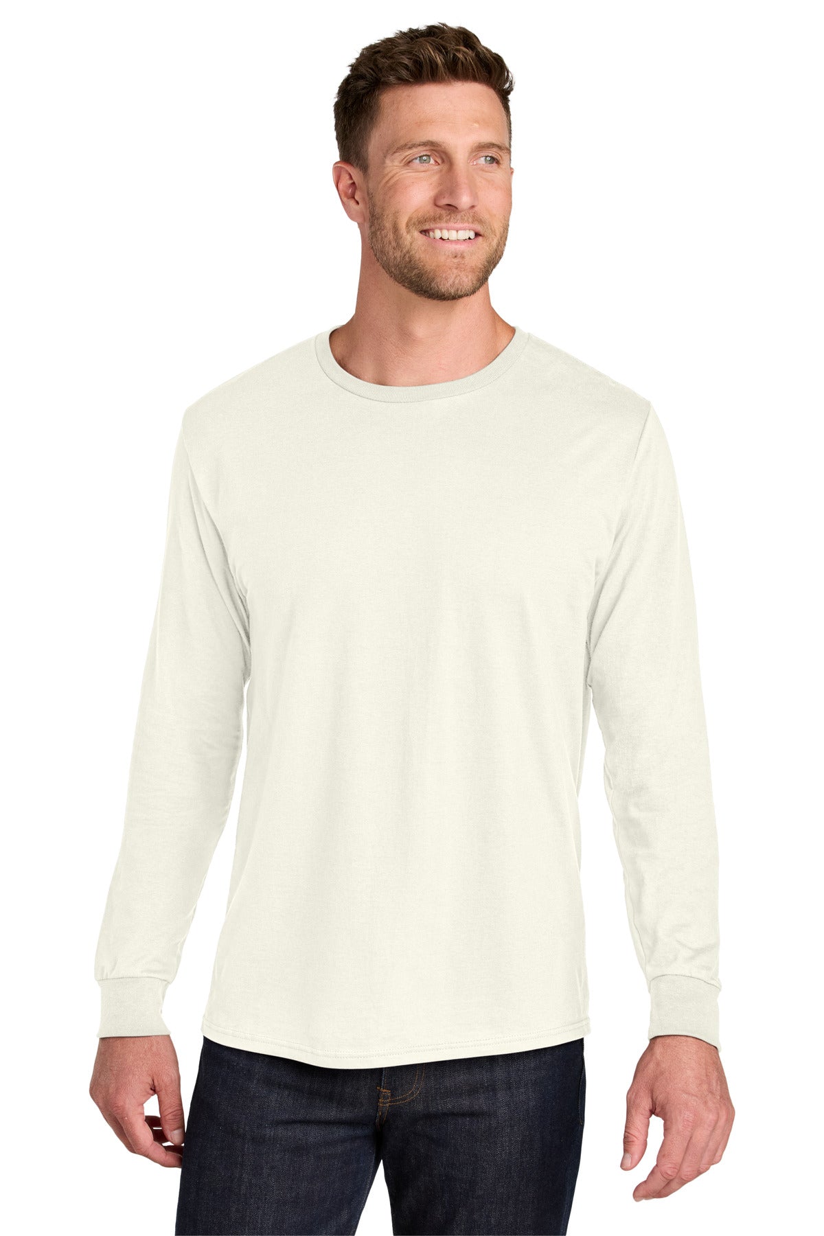 Jerzees Ultimate Unisex Ring Spun Long Sleeve T-Shirt - Sweet Cream Heather