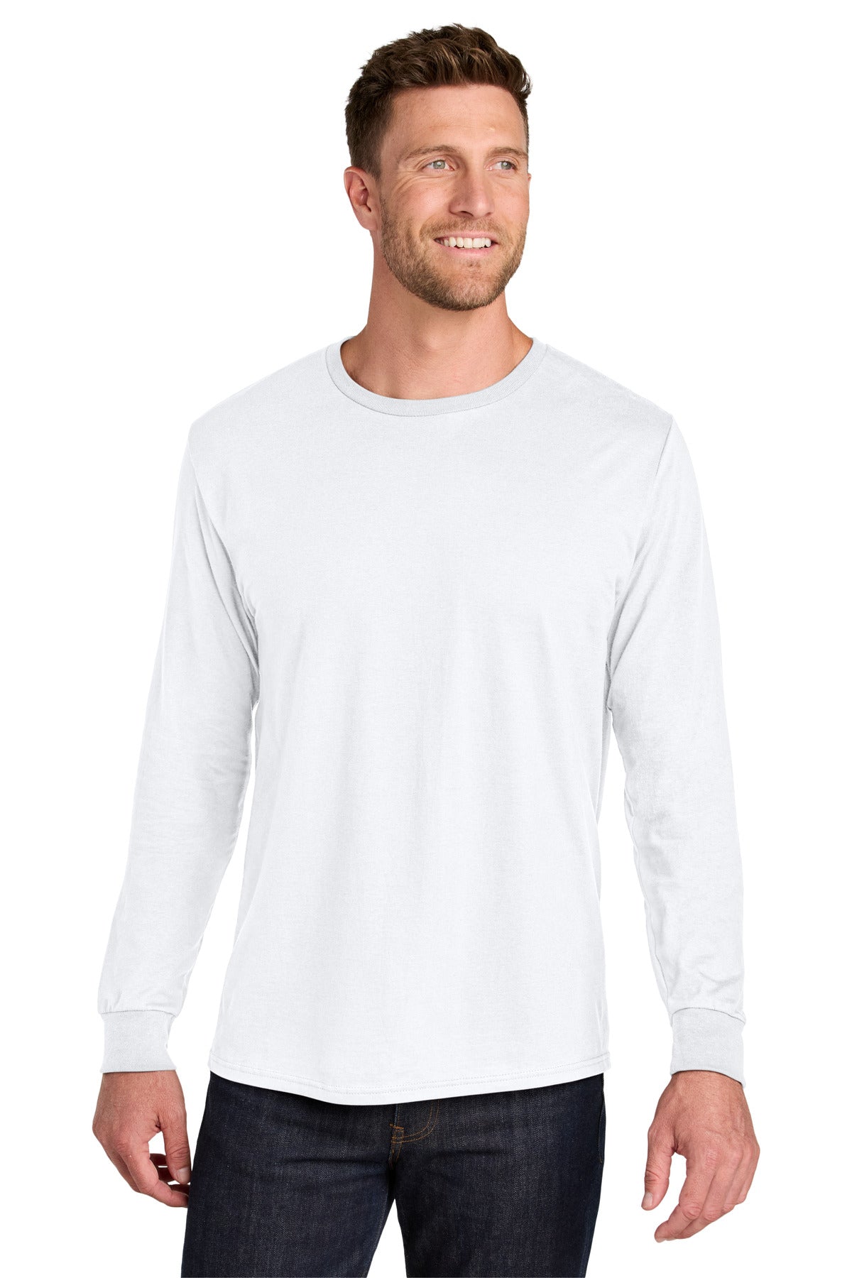 Jerzees Ultimate Unisex Ring Spun Long Sleeve T-Shirt - White