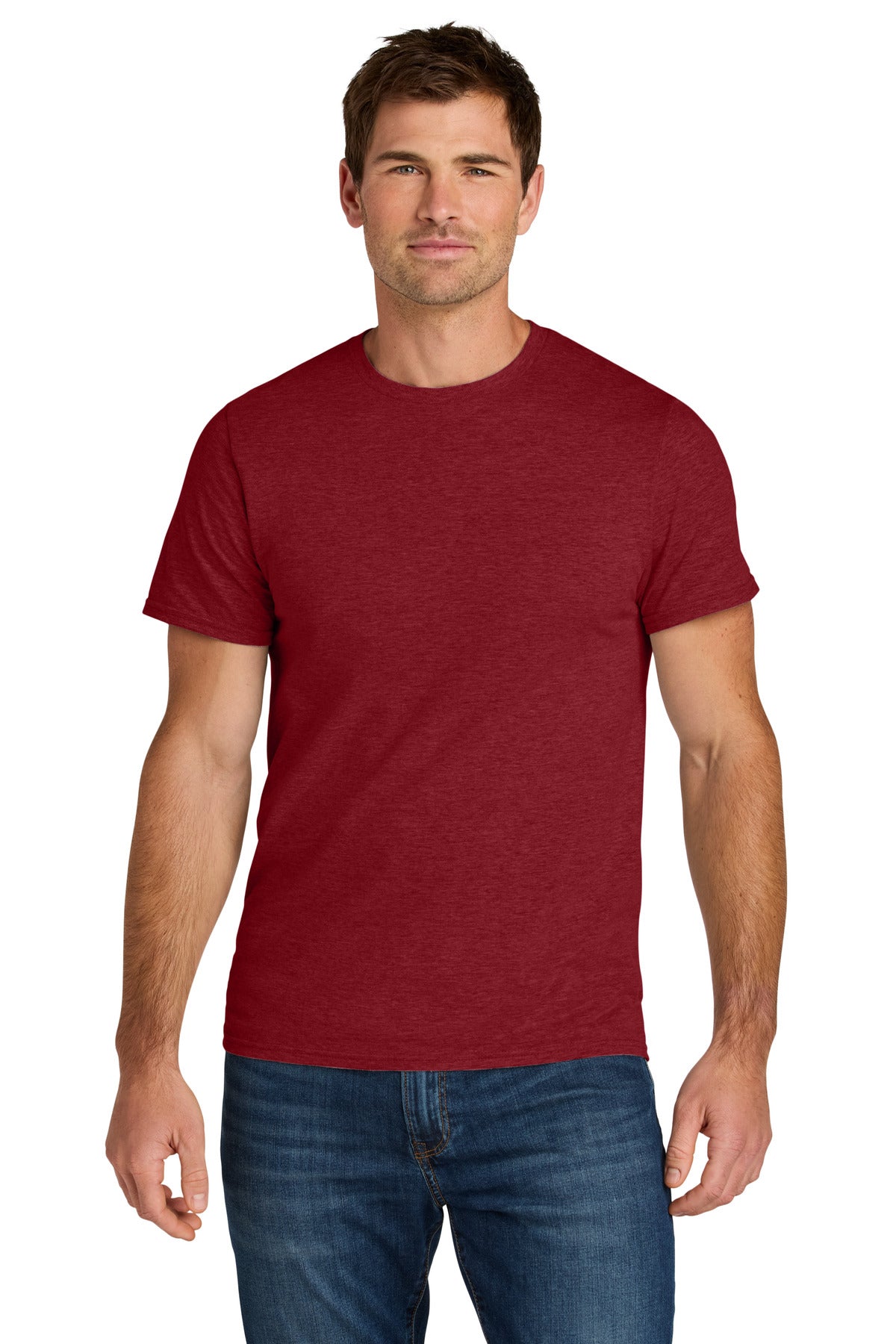 Jerzees Ultimate Unisex Ring Spun T-Shirt - Peppered Red Heather