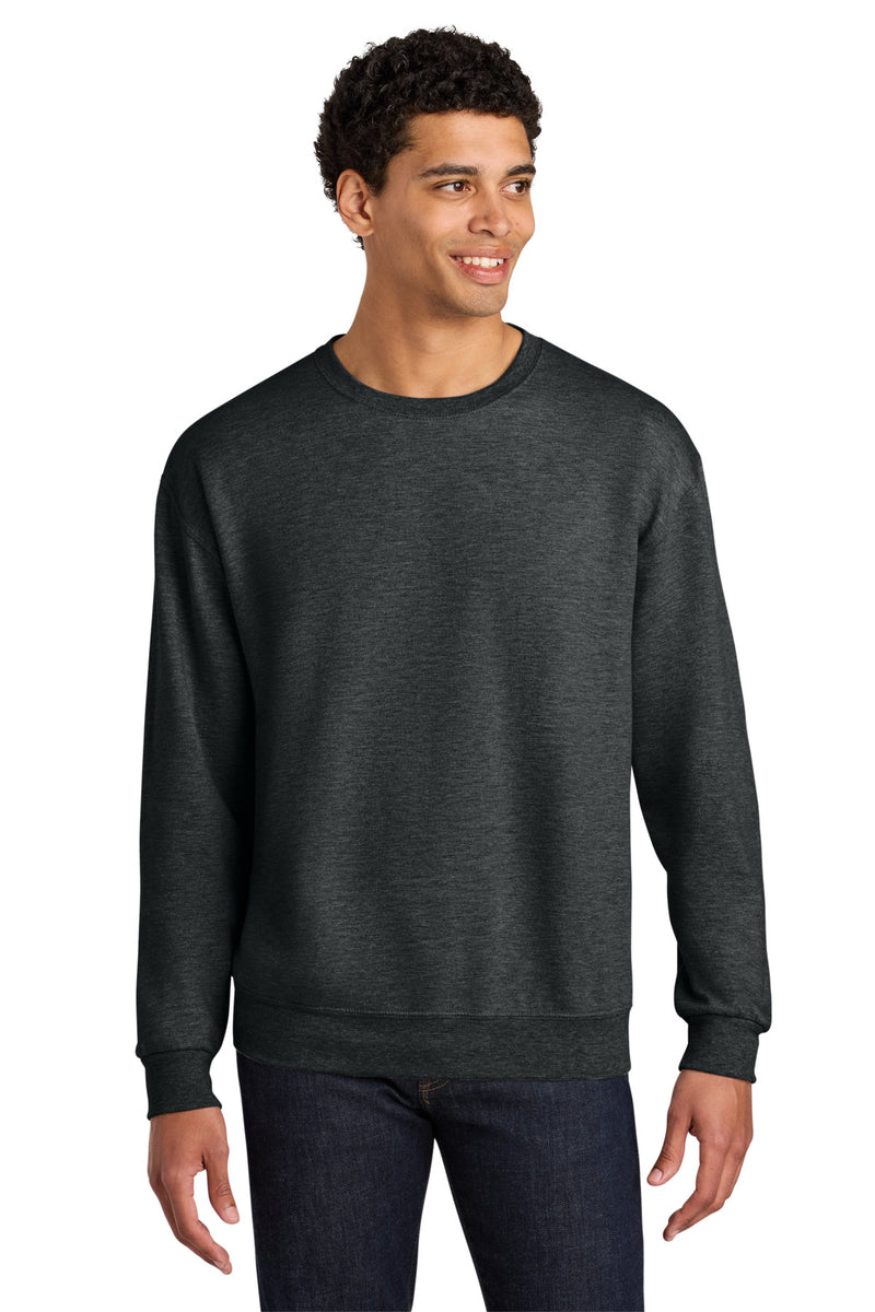 Jerzees Ultimate Unisex CVC Ring Spun Crewneck Sweatshirt - Black Ink Heather