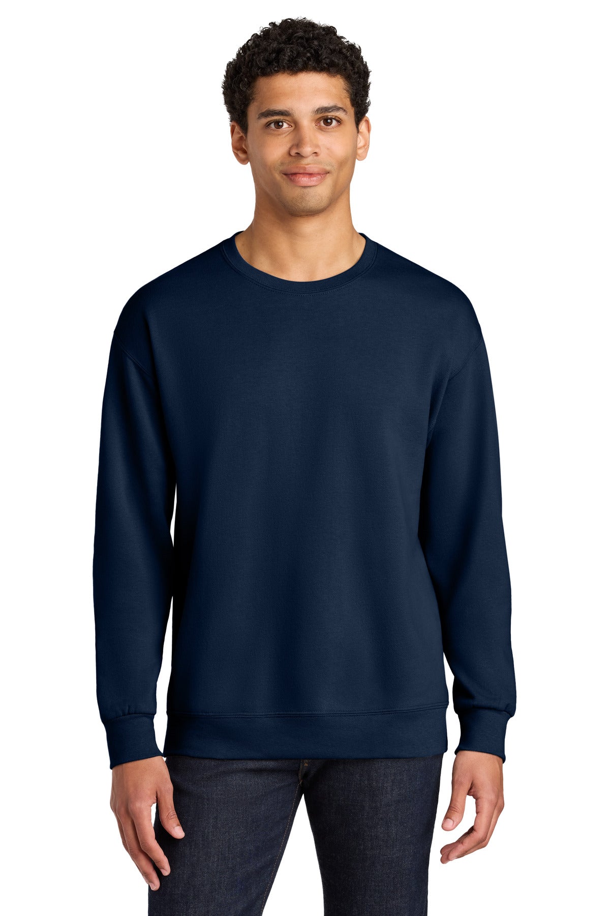 Jerzees Ultimate Unisex CVC Ring Spun Crewneck Sweatshirt - J. Navy