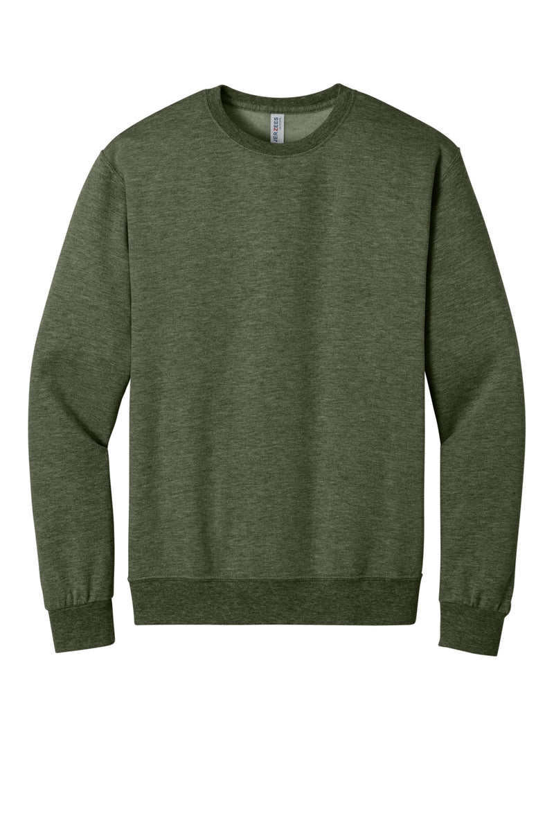 Jerzees Ultimate Unisex CVC Ring Spun Crewneck Sweatshirt - Military Green Heather