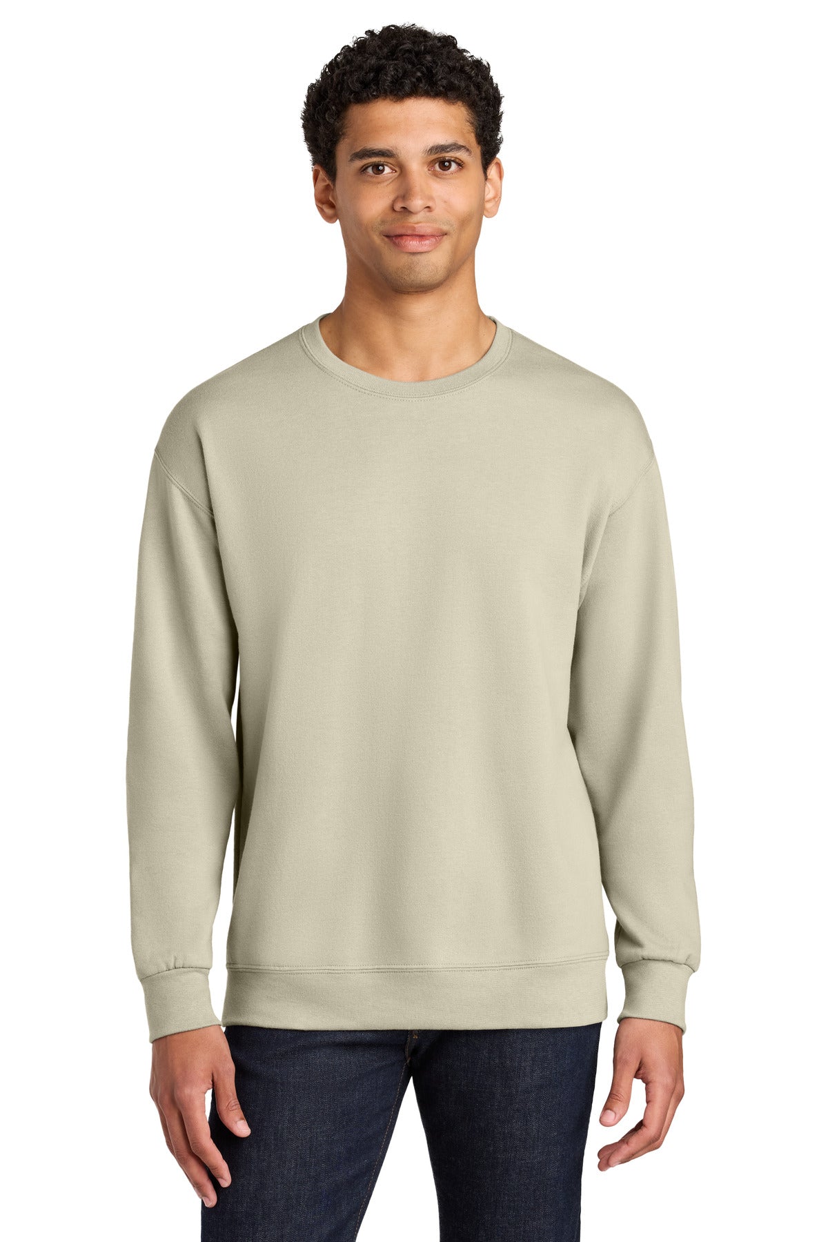 Jerzees Ultimate Unisex CVC Ring Spun Crewneck Sweatshirt - Putty