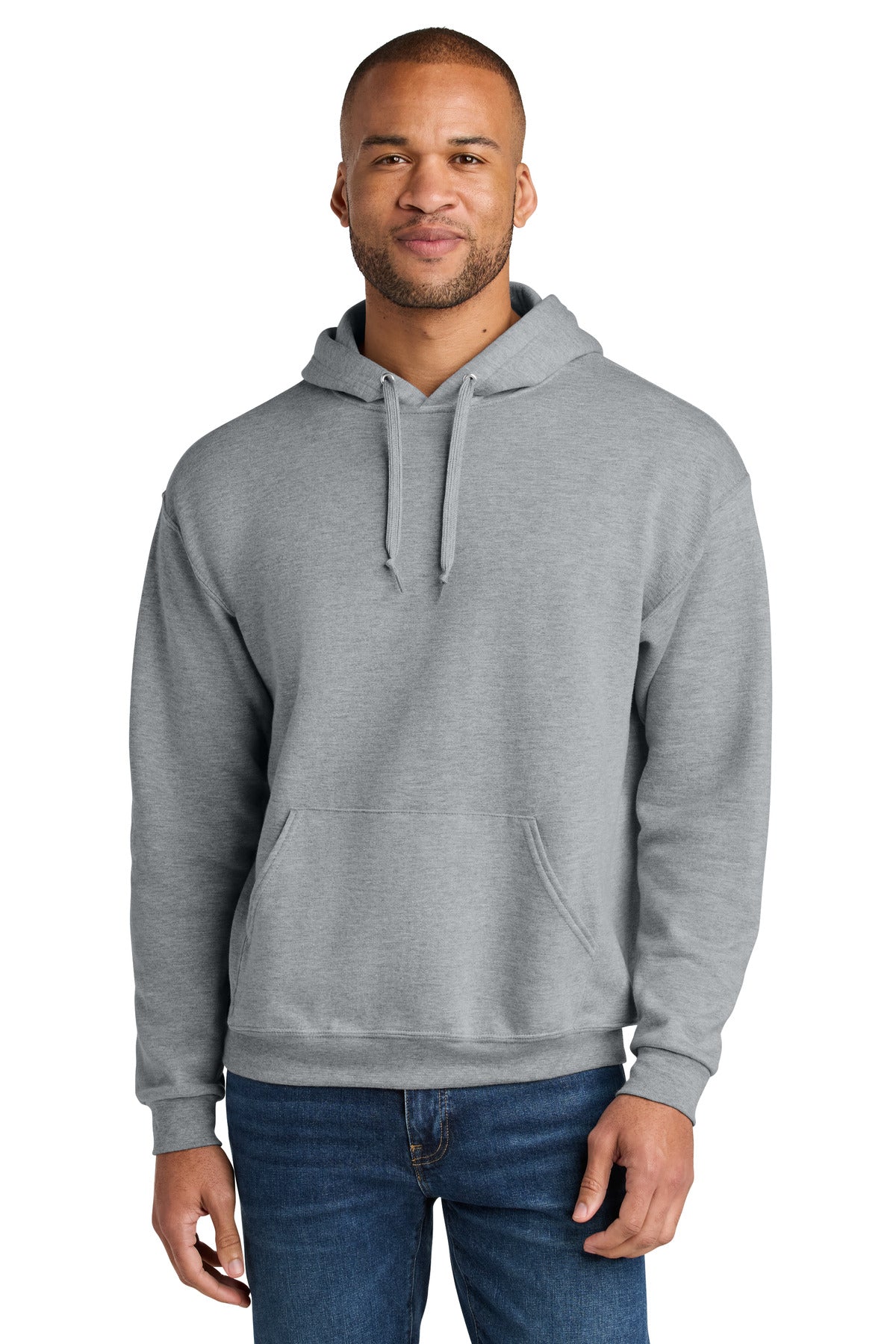 Jerzees Ultimate Unisex CVC Ring Spun Hooded Sweatshirt - Athletic Heather