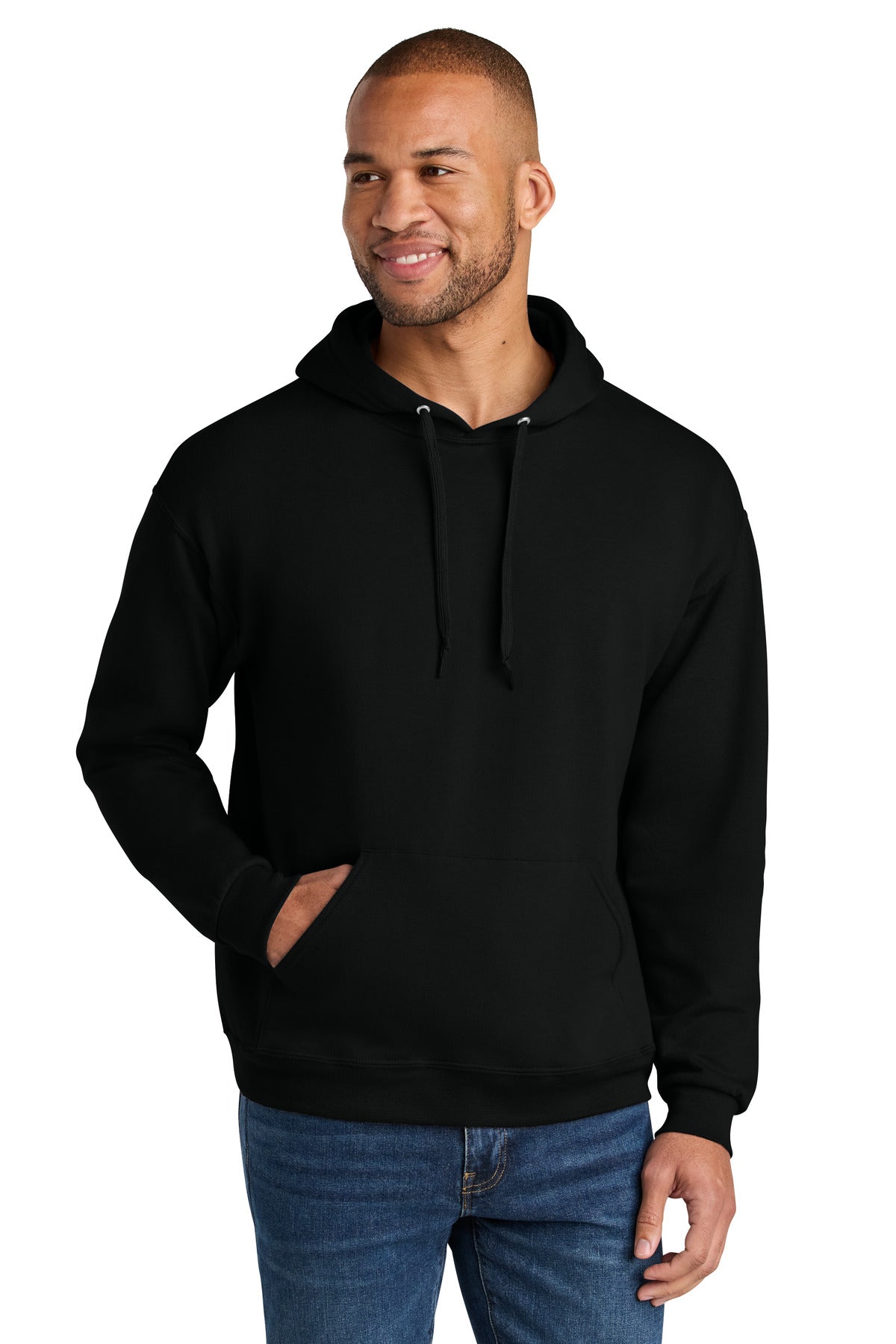 Jerzees Ultimate Unisex CVC Ring Spun Hooded Sweatshirt - Black Ink