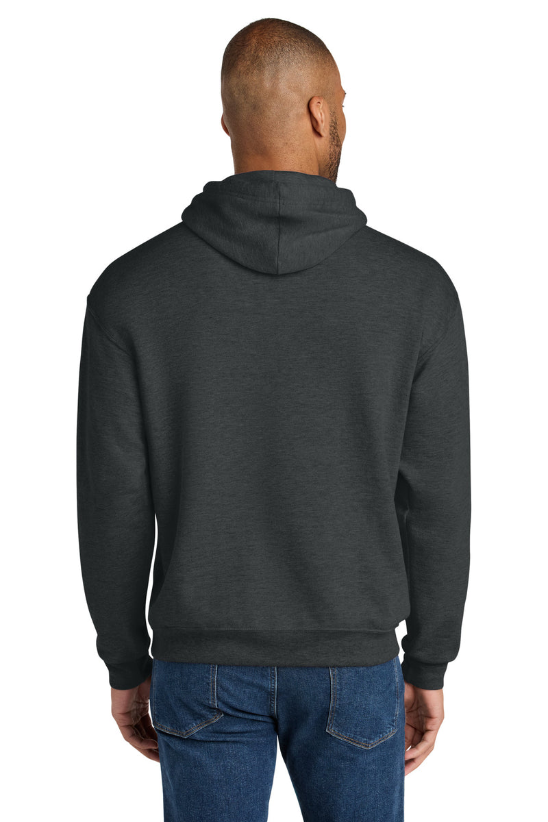 Jerzees Ultimate Unisex CVC Ring Spun Hooded Sweatshirt - Black Ink Heather