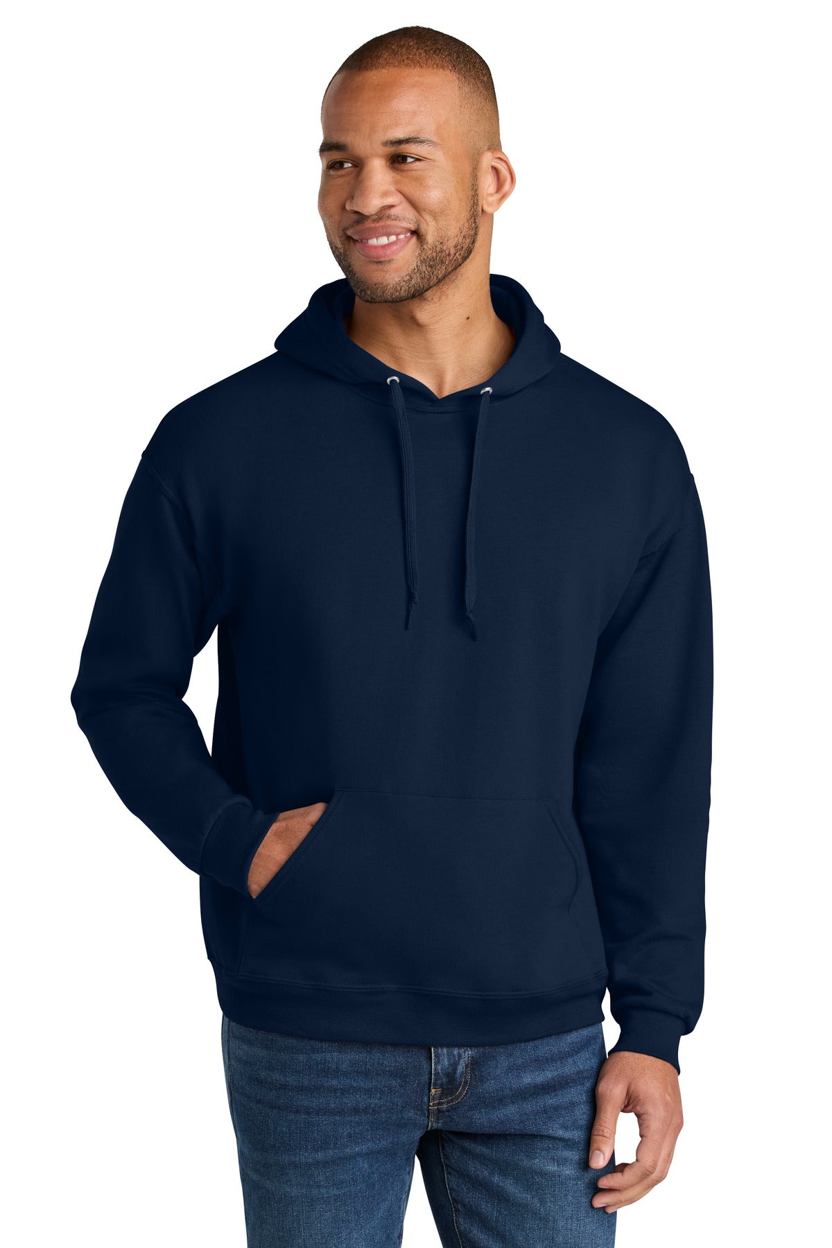 Jerzees Ultimate Unisex CVC Ring Spun Hooded Sweatshirt - J. Navy