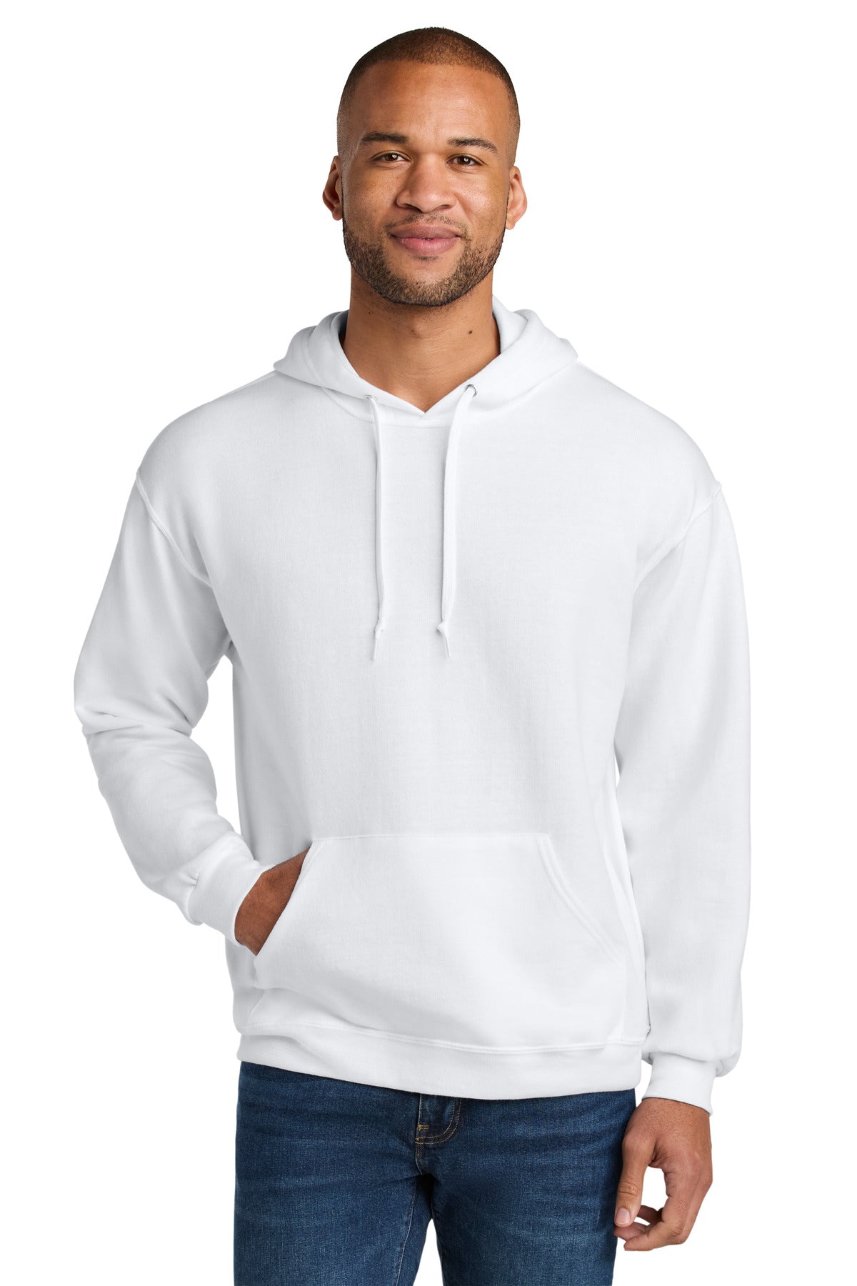 Jerzees Ultimate Unisex CVC Ring Spun Hooded Sweatshirt - White
