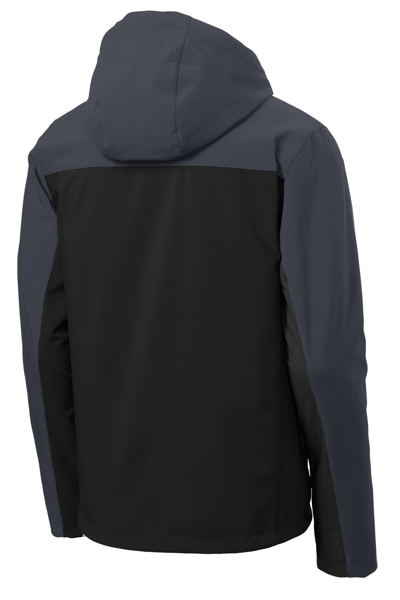 Port Authority Hooded Core Soft Shell Jacket - Black/ Battleship Grey